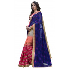 Triveni Fantastic Multi Colored Border Worked Jacquard Georgette Saree